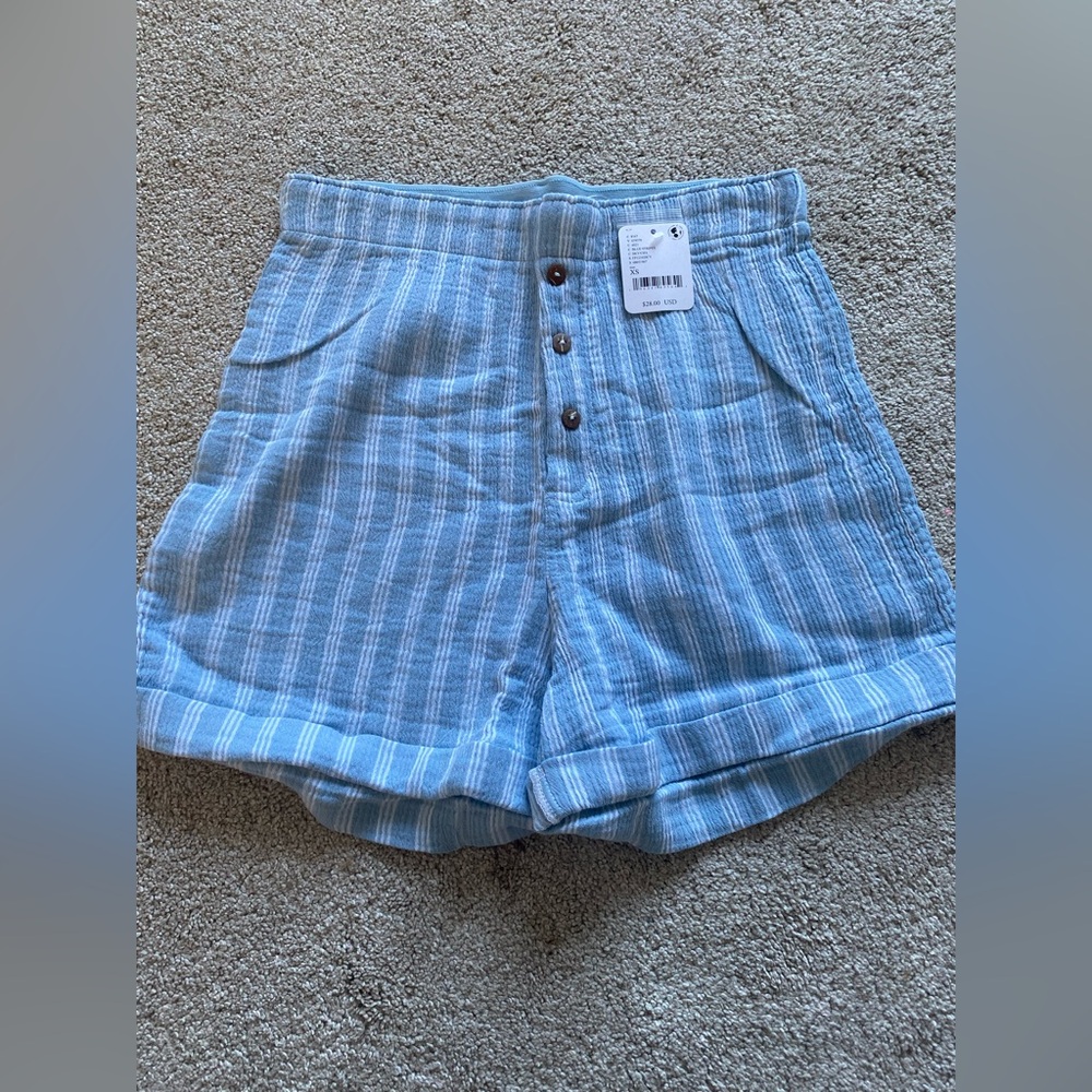 Free People High Waist Blue Shorts Relaxed Fit